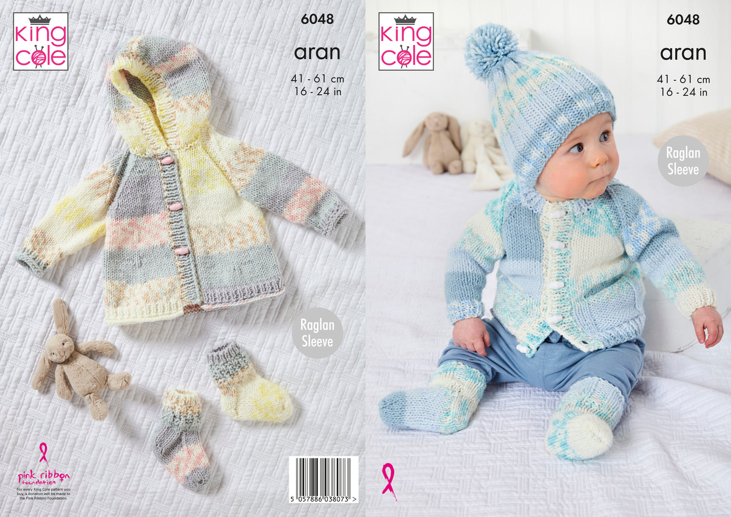 King Cole 6048 Baby Aran Jacket Coat Hat Socks Knitting Pattern