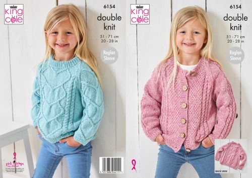 King Cole 6154 Childs DK Sweater Cardigans Knitting Pattern