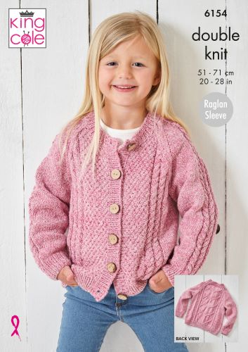 King Cole 6154 Childs DK Sweater Cardigans Knitting Pattern