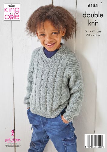 King Cole 6155 Childs DK Sweater Slipover Knitting Pattern