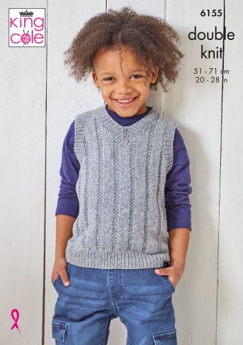 King Cole 6155 Childs DK Sweater Slipover Knitting Pattern