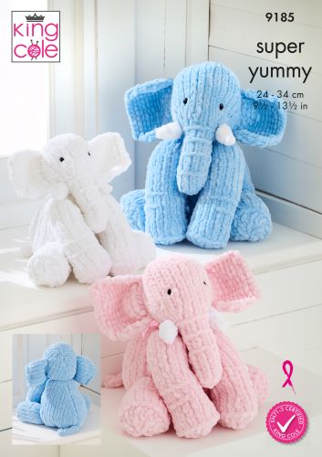 King Cole 9185 Super Yummy Elephant Toy Knitting Pattern