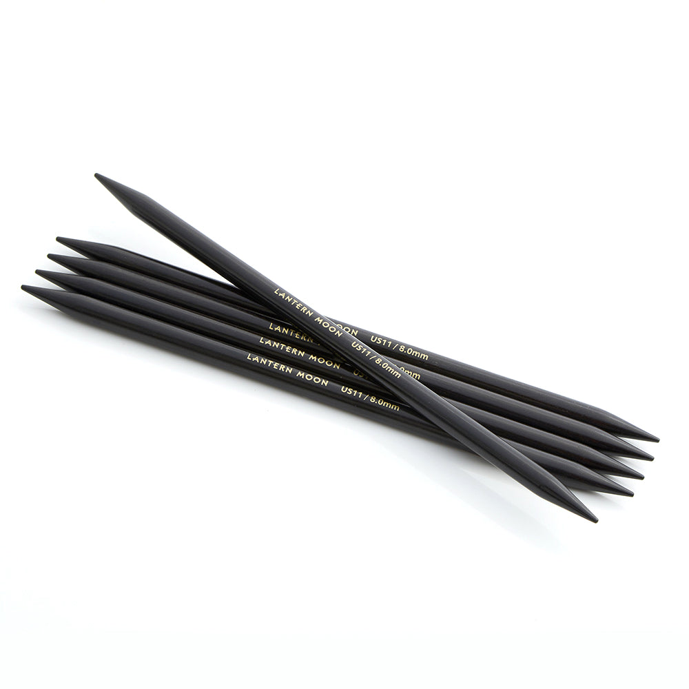 Lantern Moon Set of 5 Double Ended Ebony Wood Knitting Needles 15cm