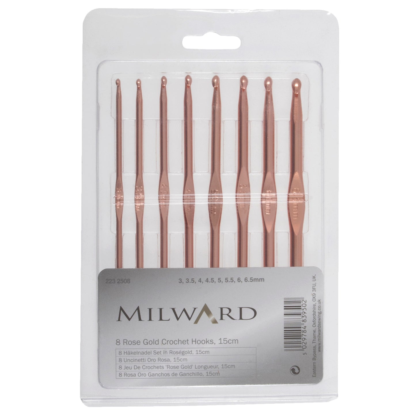 Milward 8 Rose Gold Crochet Hook Set