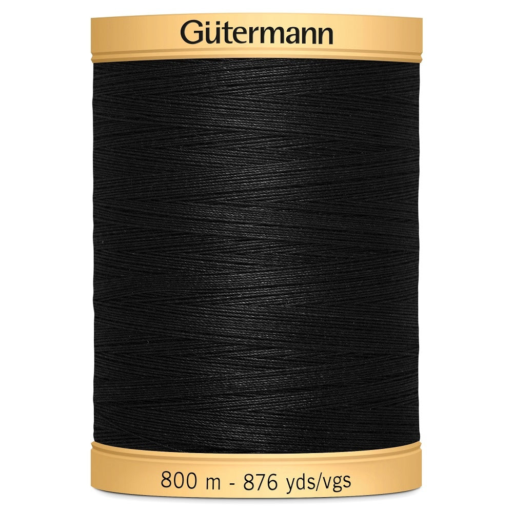 800m Gutermann 100% cotton thread black