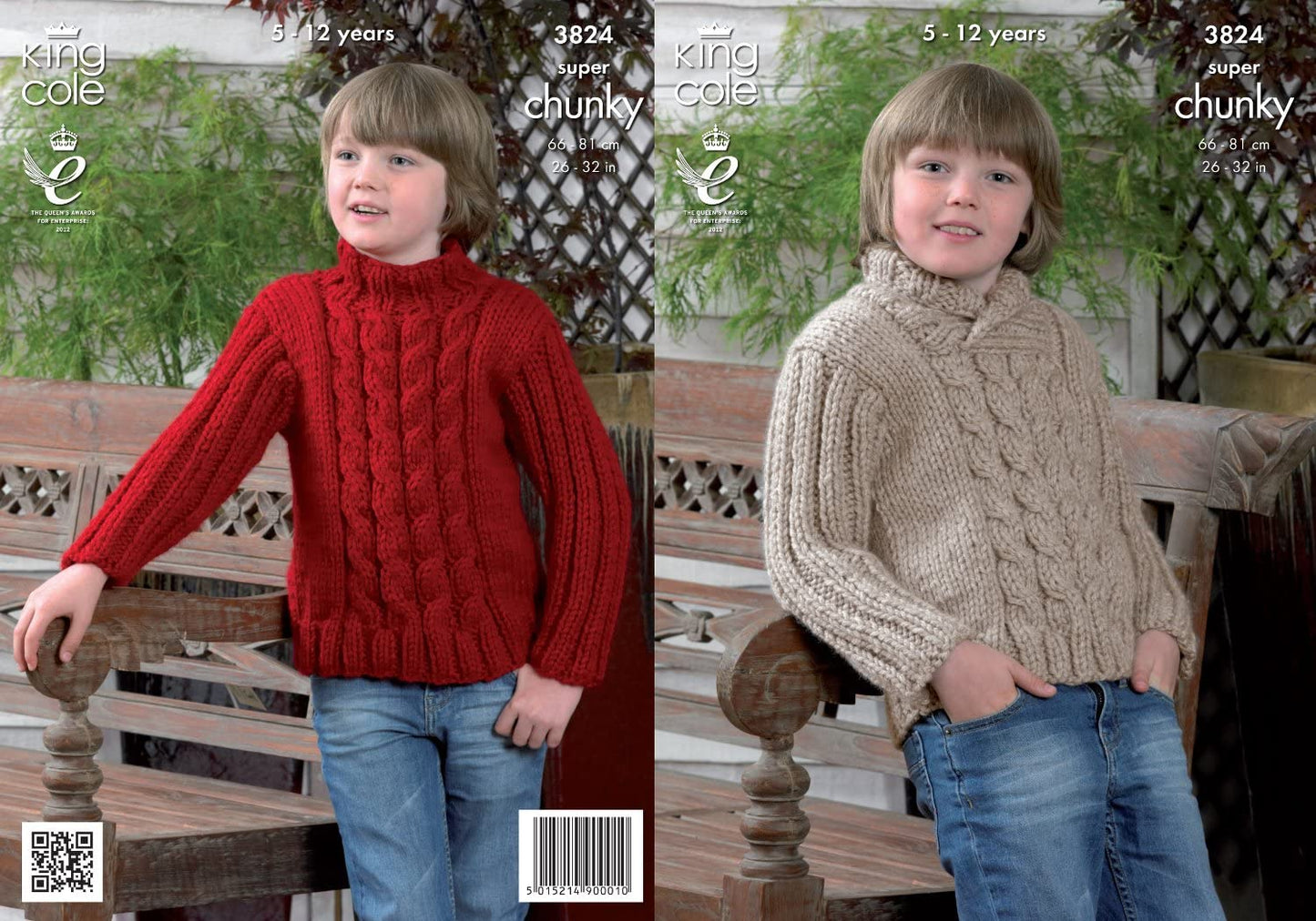 King Cole 3824 Child Super Chunky Sweater Knitting Pattern