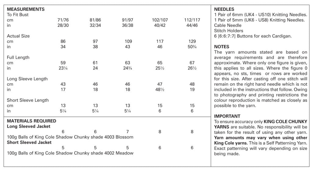 King Cole Knitting Pattern 5188 Chunky Cardigan