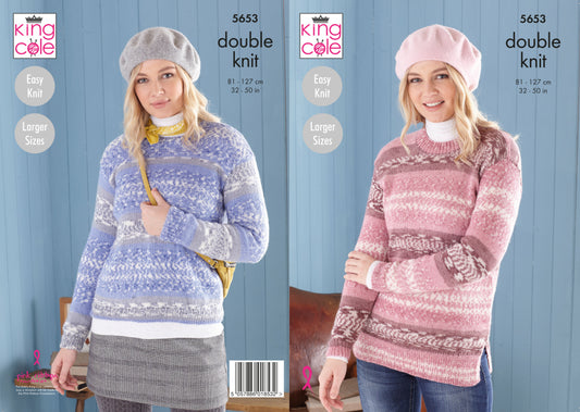King Cole Sweater Tunic Knitting Pattern 5653