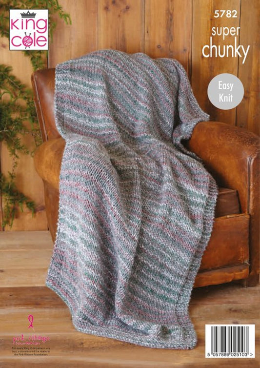 King Cole  5782 Super Chunky Blanket Bed Runner Knitting Pattern