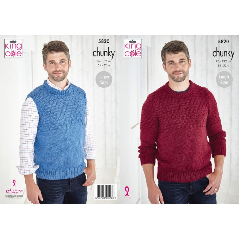 King Cole Mens Chunky Knitting Pattern 5820 – Wool n Stuff