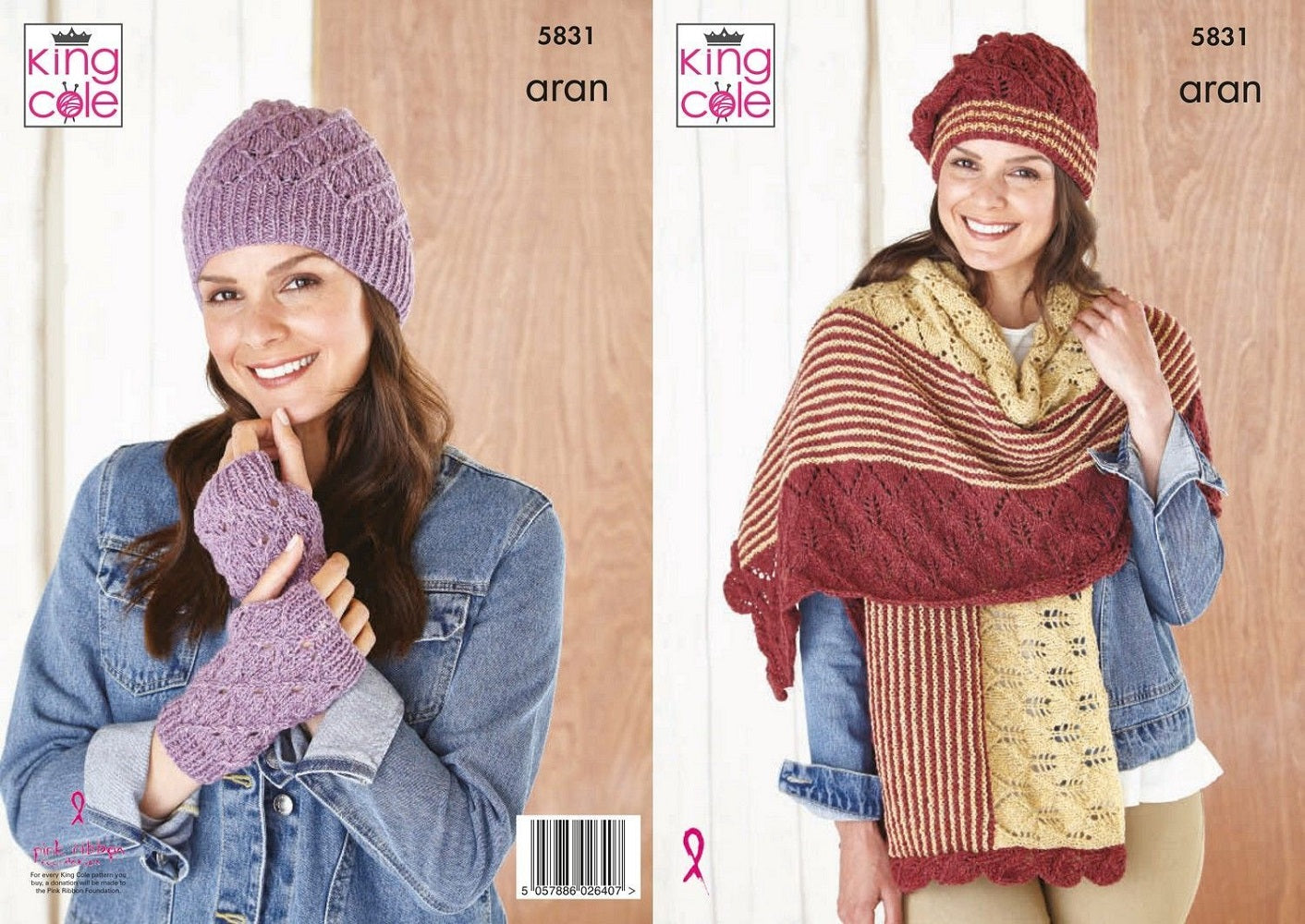 King Cole 5831 Adult Hat Scarf Wrist Warmers Knitting Pattern