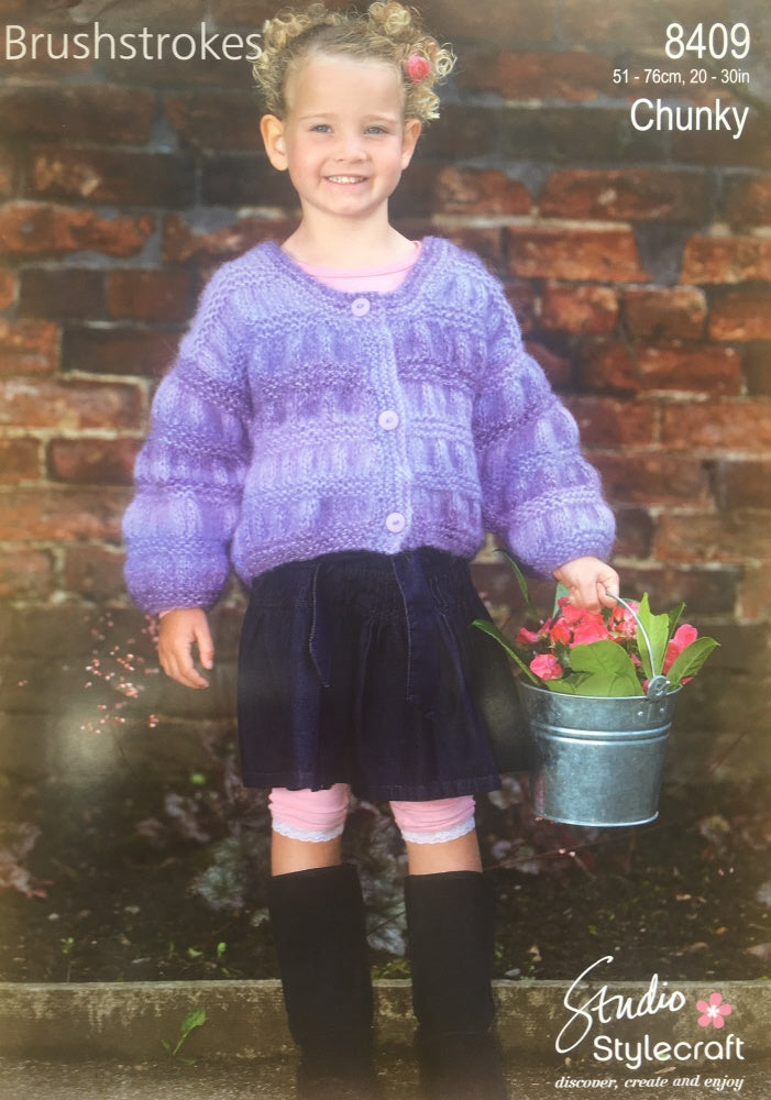Stylecraft 8409 Childs Chunky Cardigan Knitting Pattern