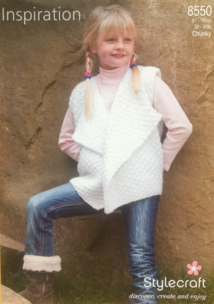 Stylecraft 8550 Knitting Pattern Chunky Cardigan Waistcoat