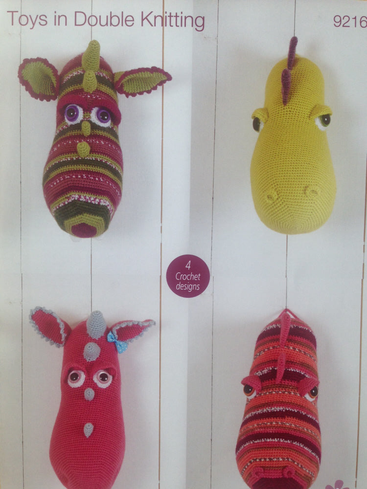Stylecraft Toy Pattern 9216 Crochet Dragon Heads