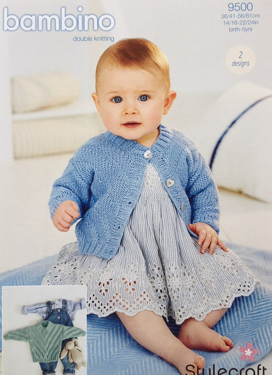 Stylecraft 9500 Baby DK Sweater, Cardigan Knitting Pattern