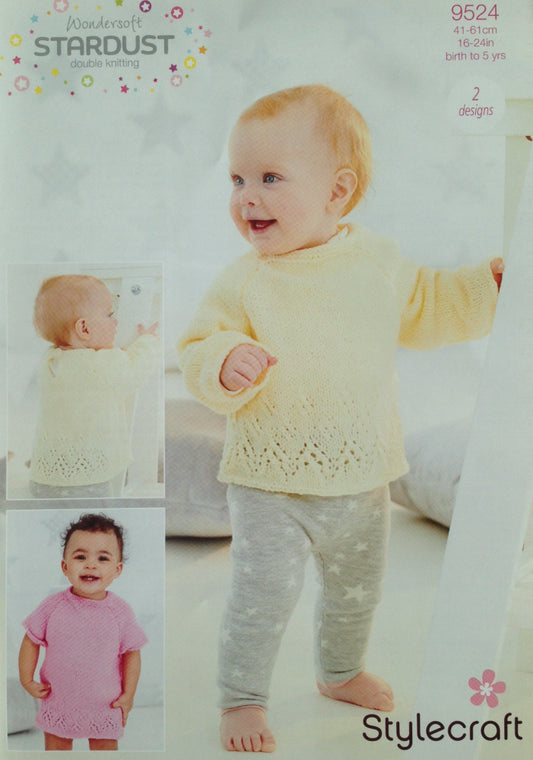 Stylecraft 9524 DK Babies Dress Jumper Knitting Pattern