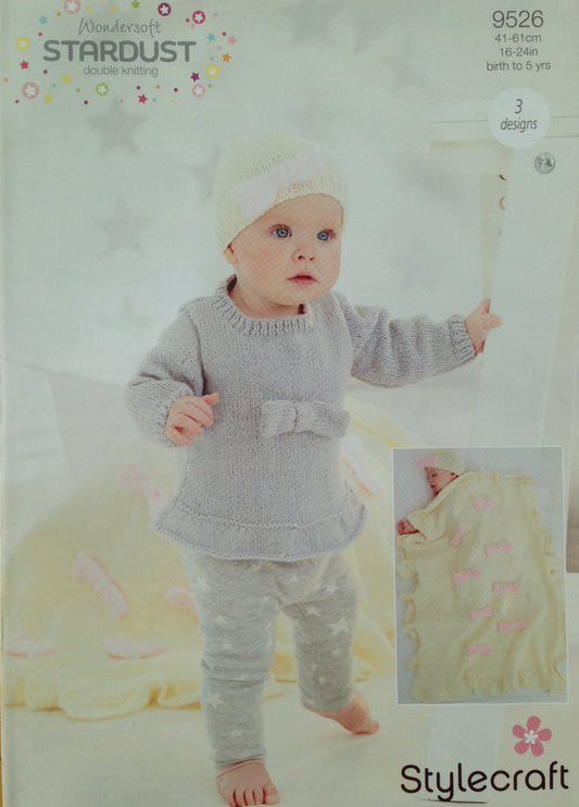 Stylecraft 9526 DK Babies Jumper Hat Blanket Knitting Pattern