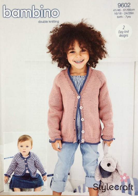 Stylecraft 9602 Child DK Cardigan Knitting Pattern