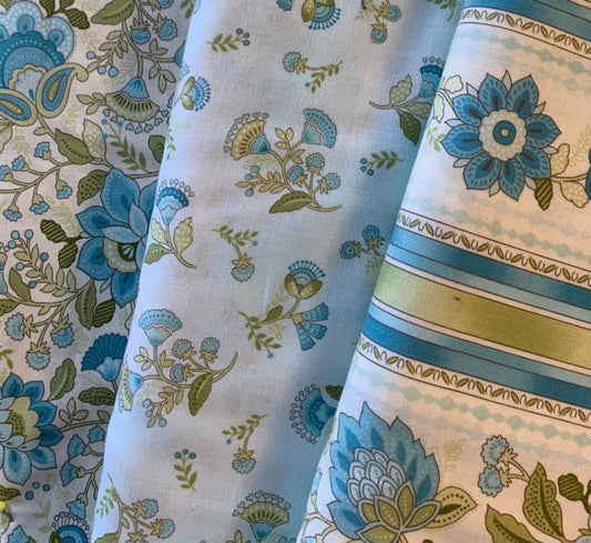 Timeless Treasures Duck Egg Floral Quilting Collection