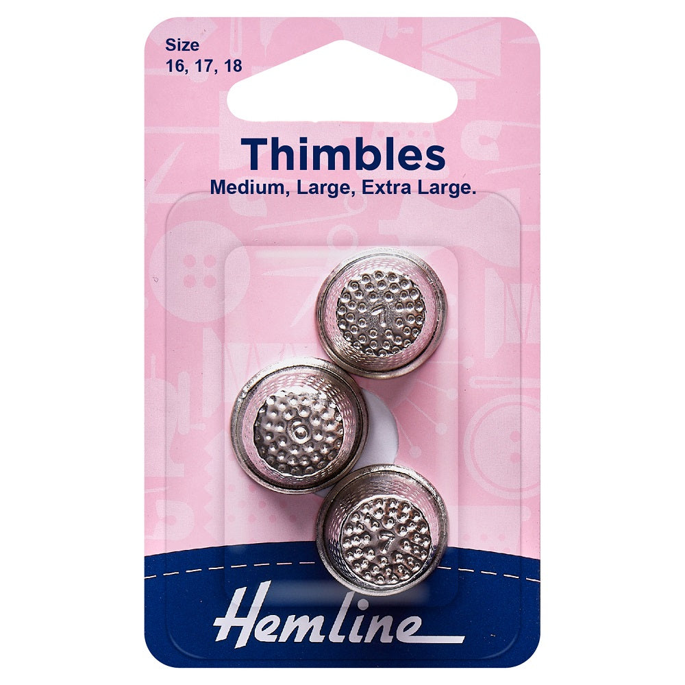 Hemline Thimble Metal Assorted Size 3 pack