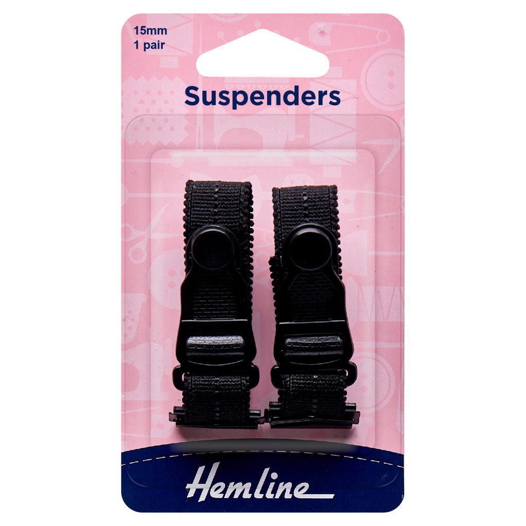 Hemline Black 15mm Suspenders 1 pair