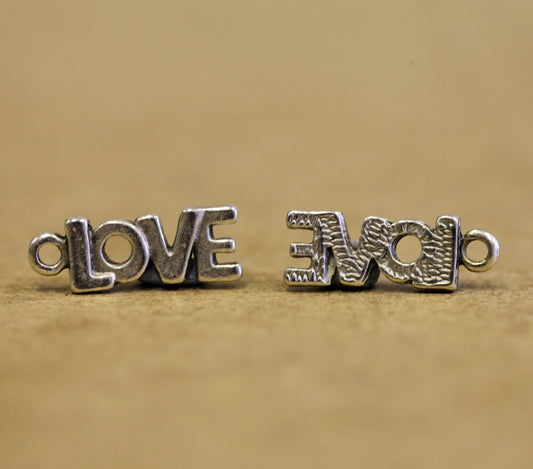 Love Silver Plated Metal Charms - pk10