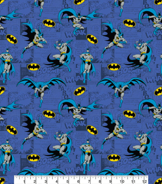Cotton Print Batman Comic Blue Fabric