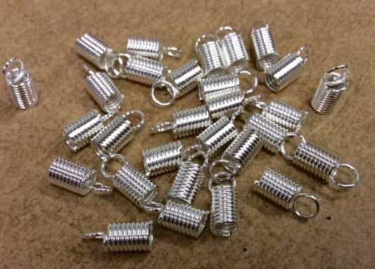 Silver Plated Spring Coil Ends pack 30
