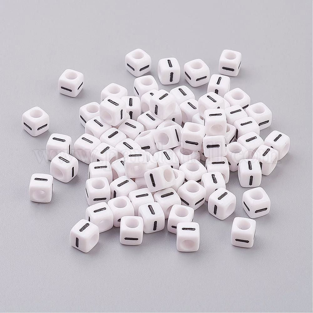 100 White Acrylic Cube Alphabet Letter Beads