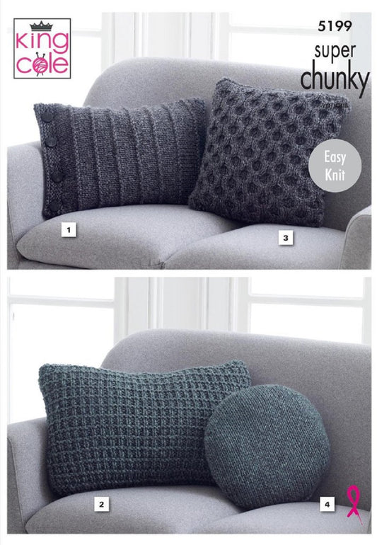 King Cole 5199 Cushion Super Chunky Knitting Pattern
