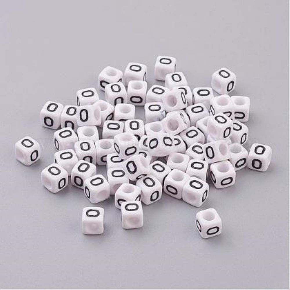 100 White Acrylic Cube Alphabet Letter Beads