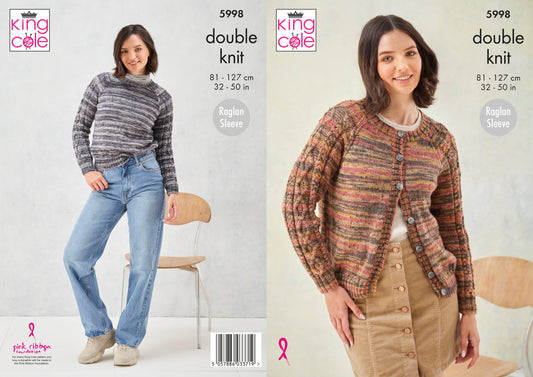 King Cole 5998 Adult DK Sweater Cardigan Knitting Pattern