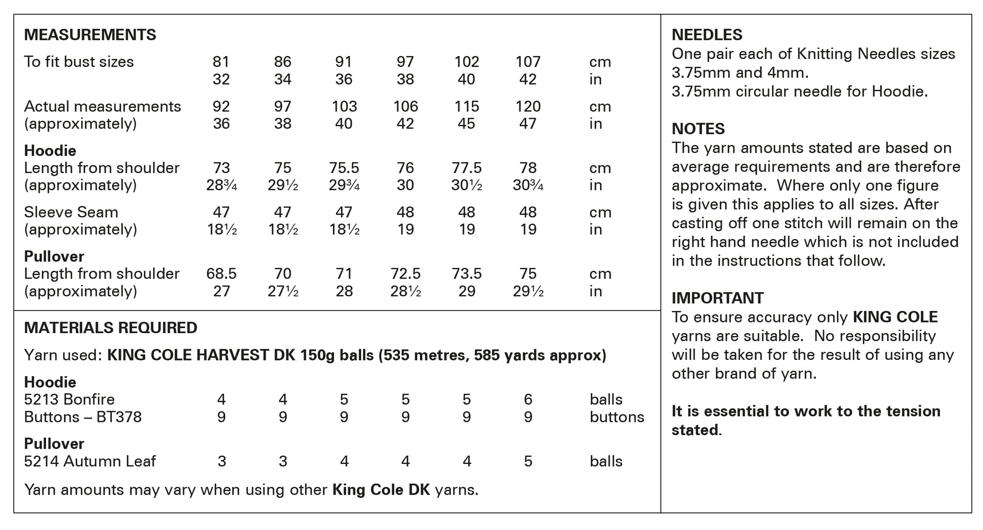 King Cole 6009 Adult DK Knitting Pattern