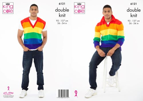 King Cole 6121 Adult DK Sweater Vest&nbsp; Knitting Pattern