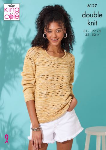 King Cole 6127 Adult DK Jumper Top Knitting Pattern