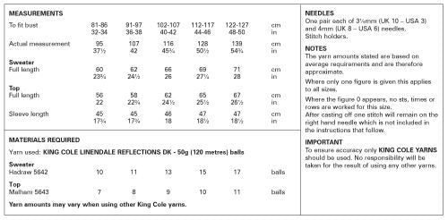 King Cole 6127 Adult DK Jumper Top Knitting Pattern