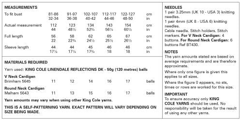 King Cole 6130 Adult DK Cardigans Knitting Pattern