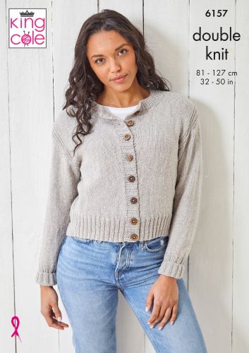 King Cole 6157 Adult DK Cardigan Sweater Knitting Pattern