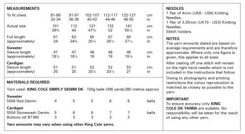 King Cole 6158 Adult DK Cardigan Sweater Knitting Pattern