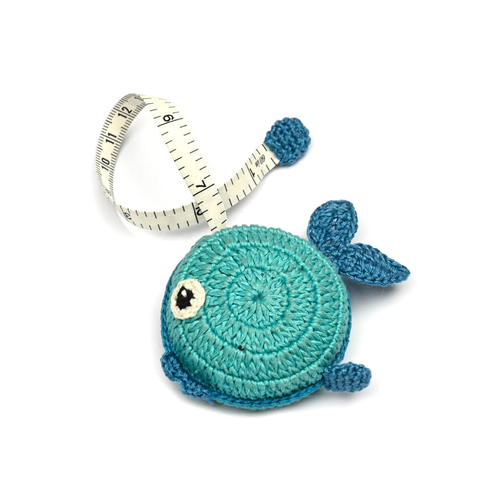 Lantern Moon Crochet Retractable Tape Measure 150cm blue fish