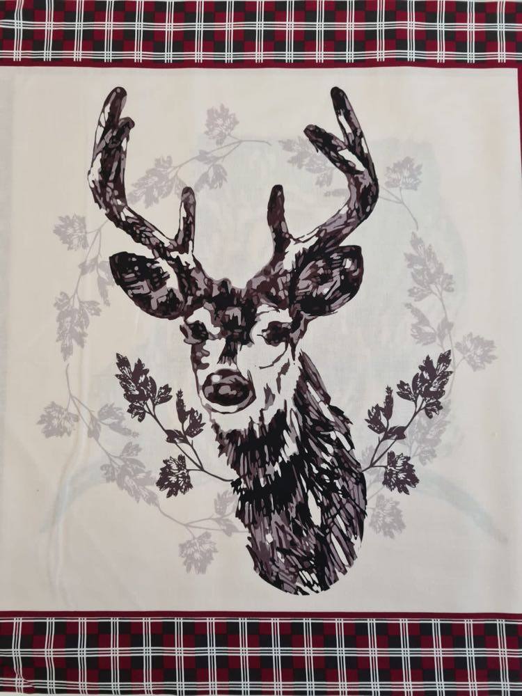 100% Cotton Highland Cow Stag Cushion Panel