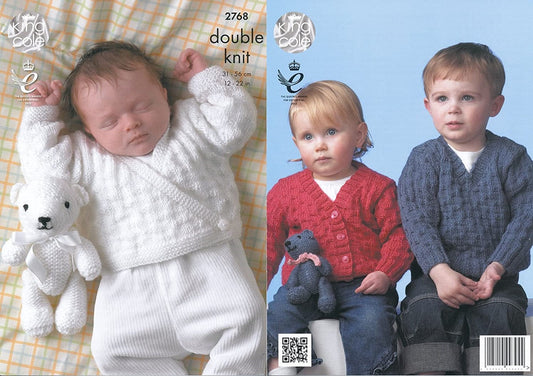 King Cole 2768 DK Baby Cardigan Teddy Sweater Knitting Pattern