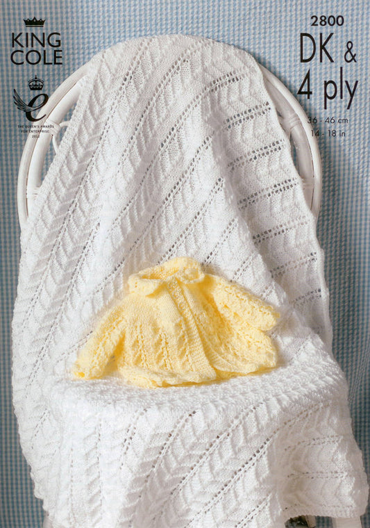 King Cole 2800 DK 4ply Baby Shawls Matinee Jacket Knitting Pattern