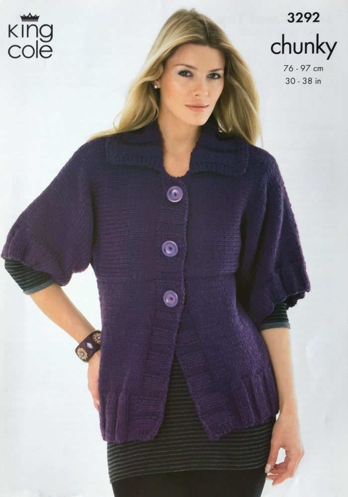 King Cole Knitting Pattern 3292 Chunky Jacket Top