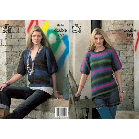 King Cole  3314 Adult DK Sweater Knitting Pattern