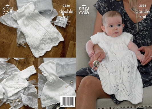 King Cole Christening Set Knitting Pattern 3536 double knit