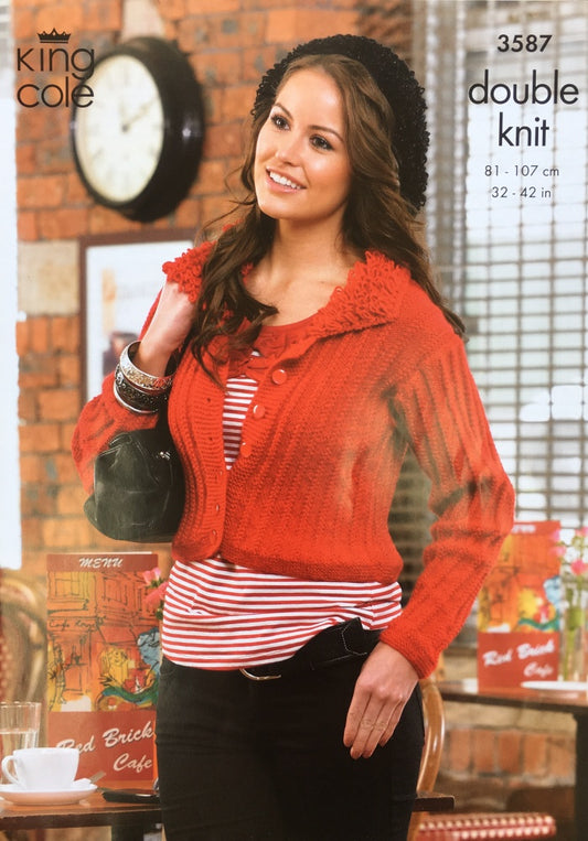 King Cole 3587 Adult DK Cardigan Waistcoat Hat Knitting Pattern