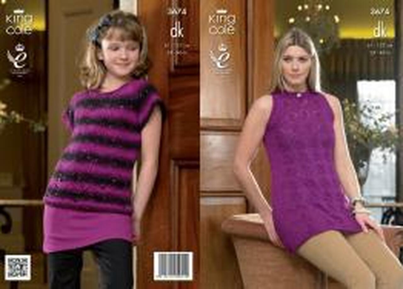 King Cole  3674 Adult DK Tunic Top Knitting Pattern