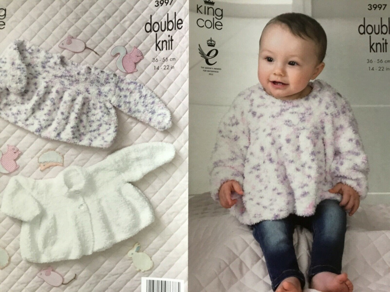 King Cole 3997 DK  Baby Sweater Cardigan Knitting Pattern