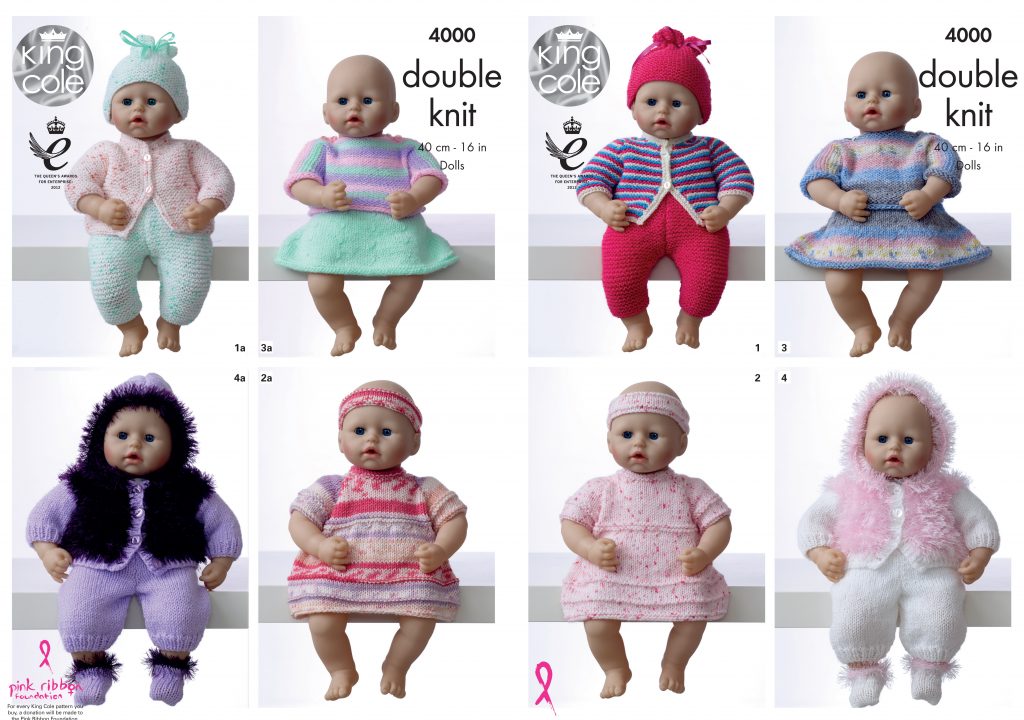 King Cole 4000 DK Dolls Clothes Knitting Pattern